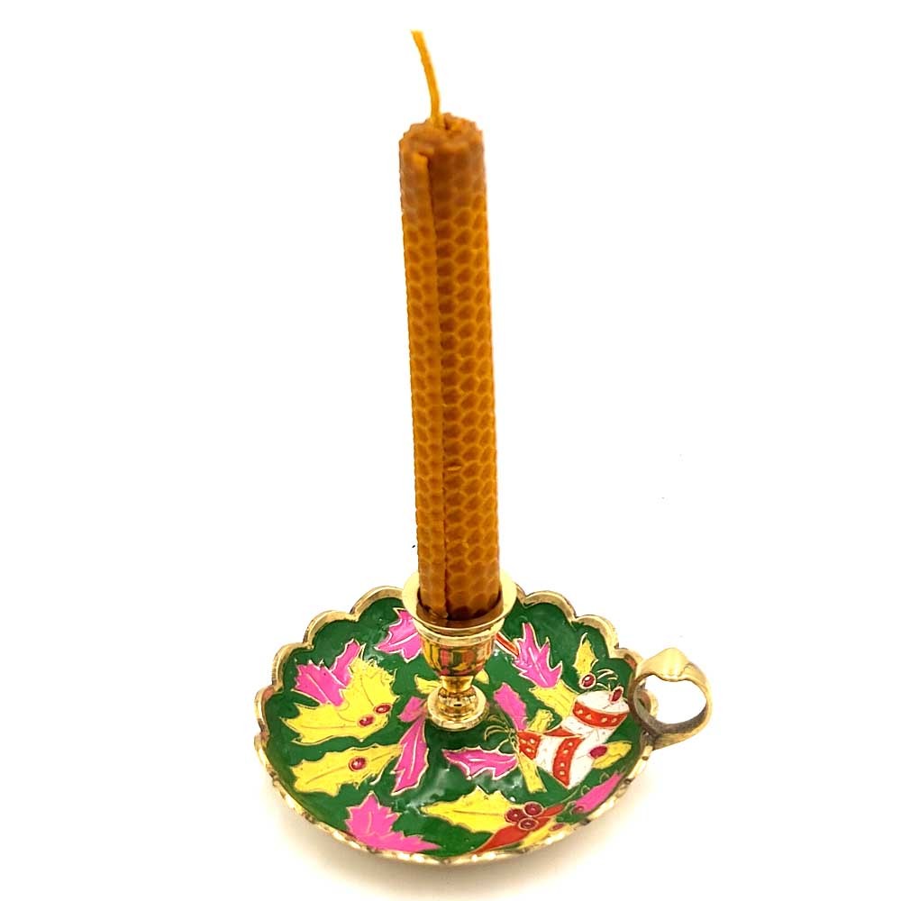 Portavelas Anilla Bronce - Palmatoria Diseño Floral-12cm-Calidad
