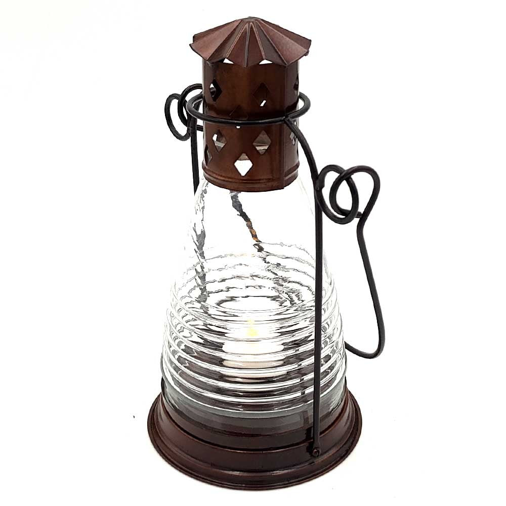 Farol Vela Botella - Forja y cristal