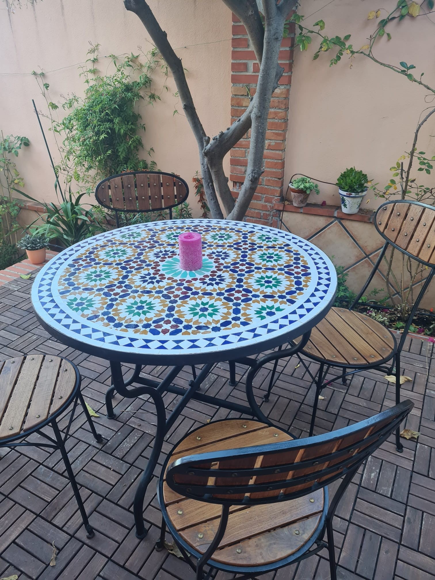 Mesa Jardín Mosaico Andalusí - Zelige Azulejos Fez - Modelo Granaita