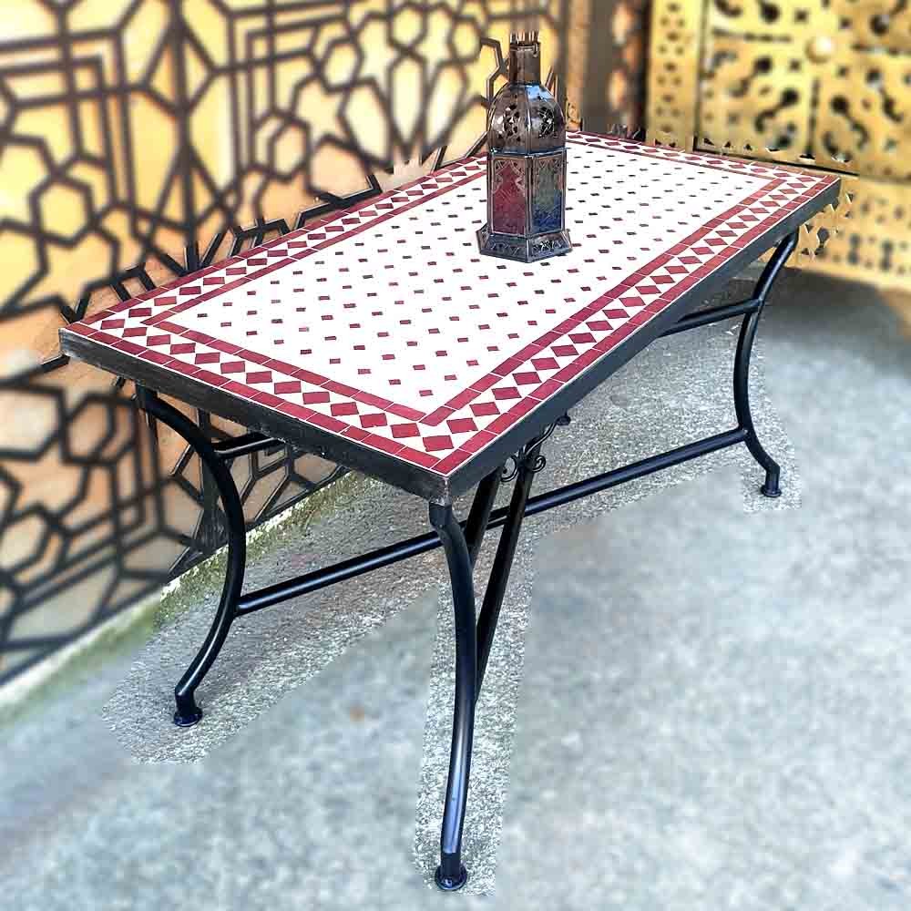 Mesa Mosaico de Centro Baja Jardin o Patio Andalusí - Granate - Artesanía Marroquí - Modelo Wassat