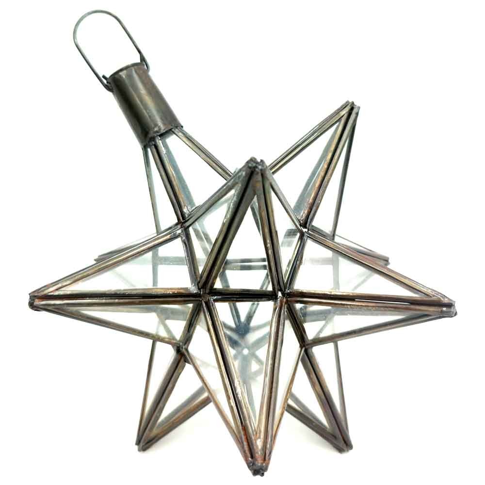 Lámpara Techo Colgar Estrella Andalusí  - Color Transparente - Artesanía Marroquí - Modelo Estrella Nujum