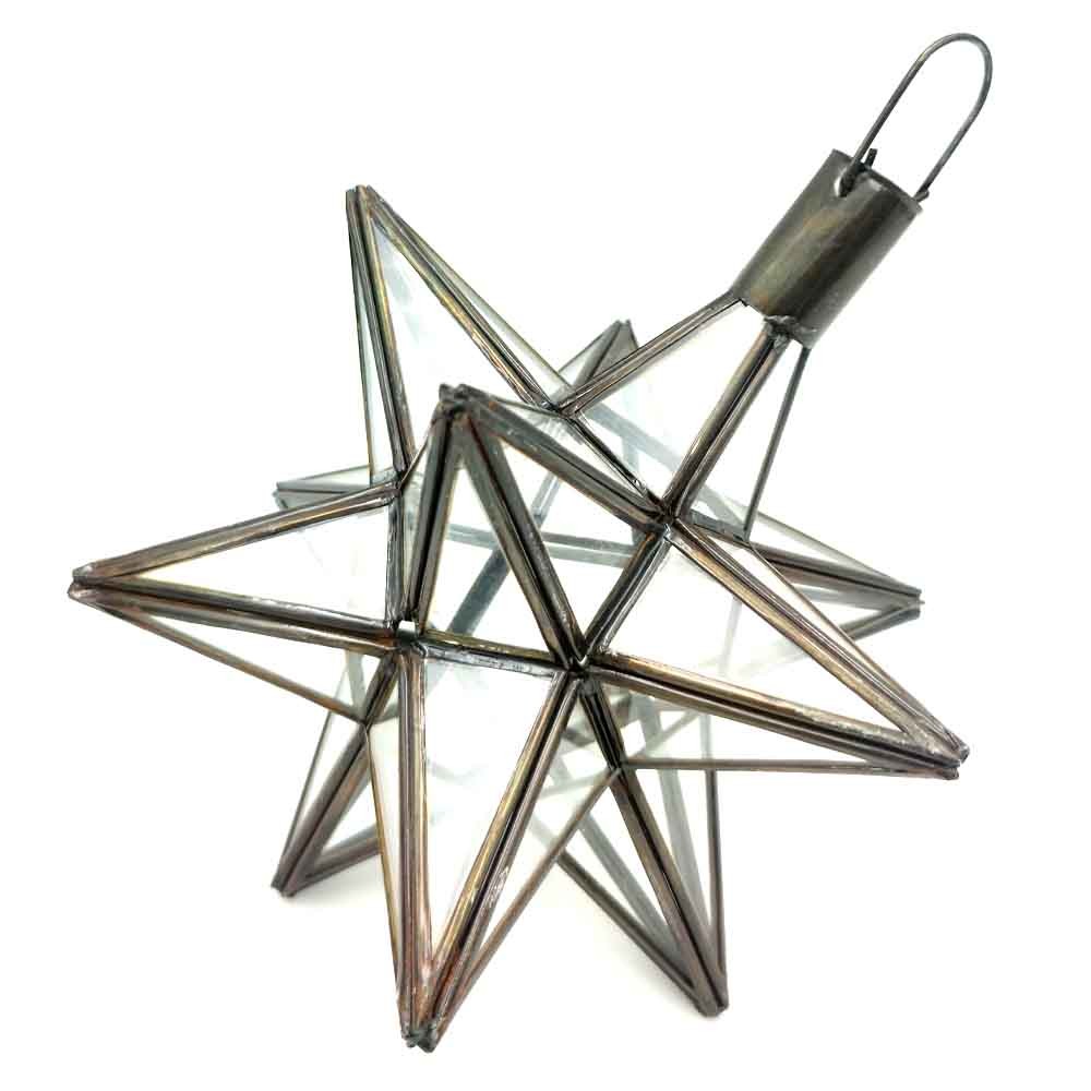Lámpara Techo Colgar Estrella Andalusí  - Color Transparente - Artesanía Marroquí - Modelo Estrella Nujum