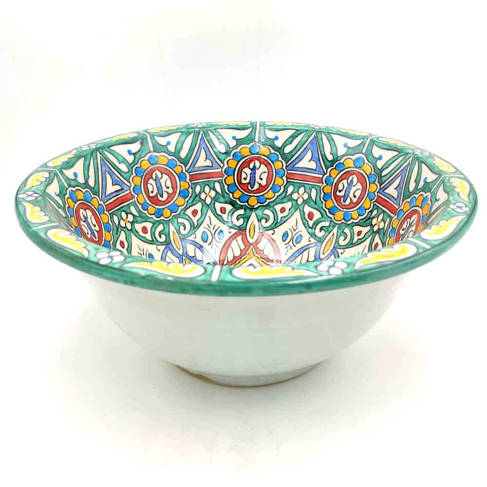 Lavabo Árabe Cerámica 40cm - Artesanía Fez - Pintado a Mano - Modelo Alwanis