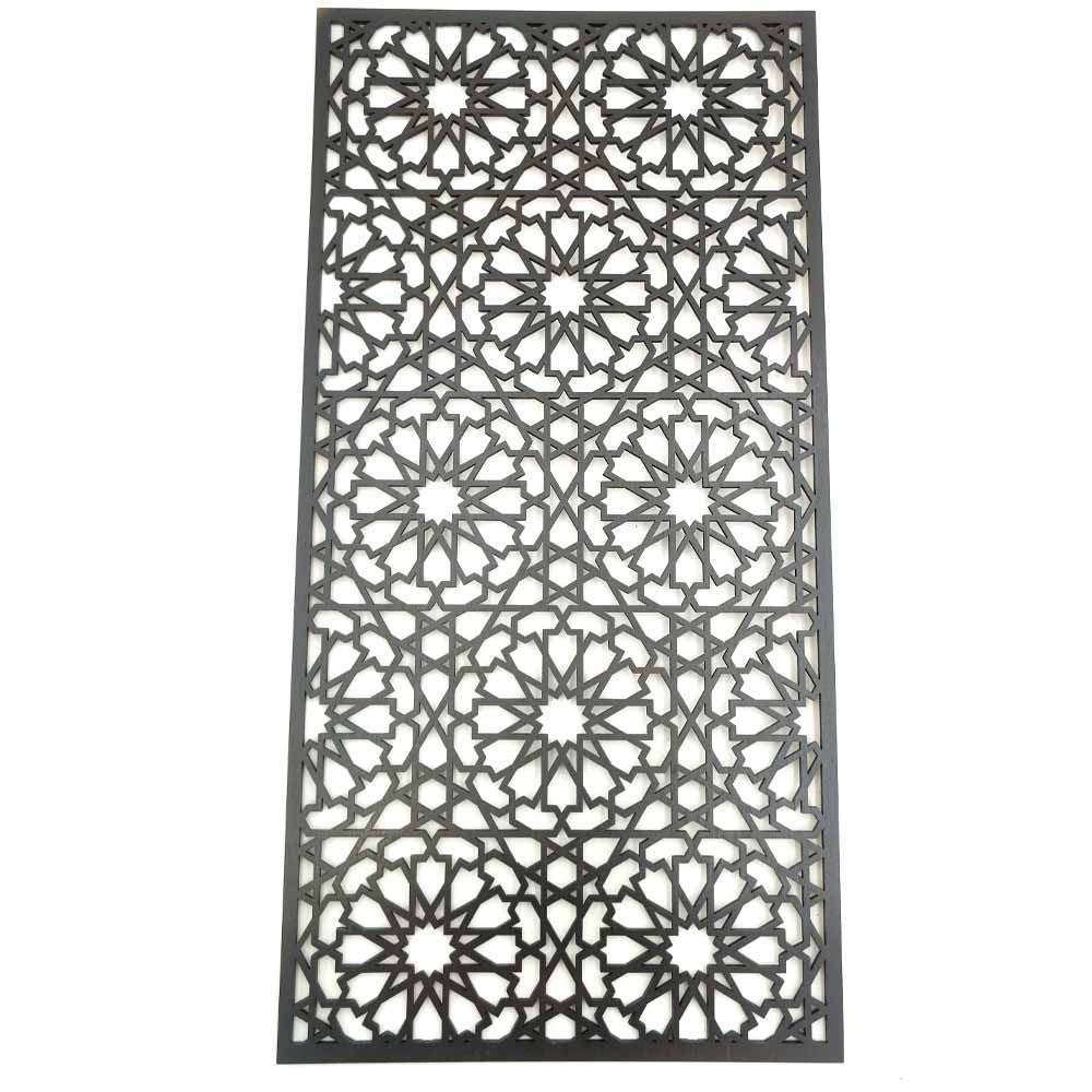 Cuadro Decorativo Celosía Árabe Madera Wengue - Decoración Oriental - Corte Láser - Modelo Warda 3 - 60 x 30 cm