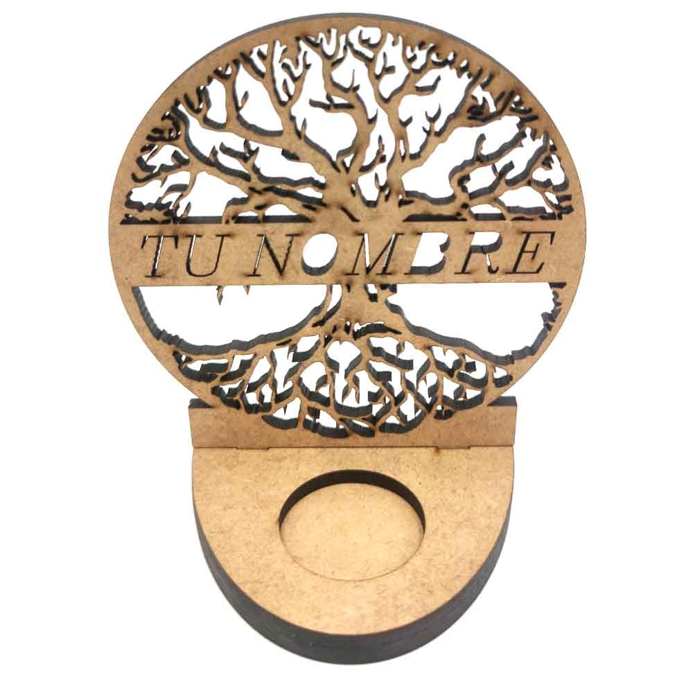 Tu nombre en Árabe o Español - Portavelas Arbol vida - Corte Láser - Modelo Isem