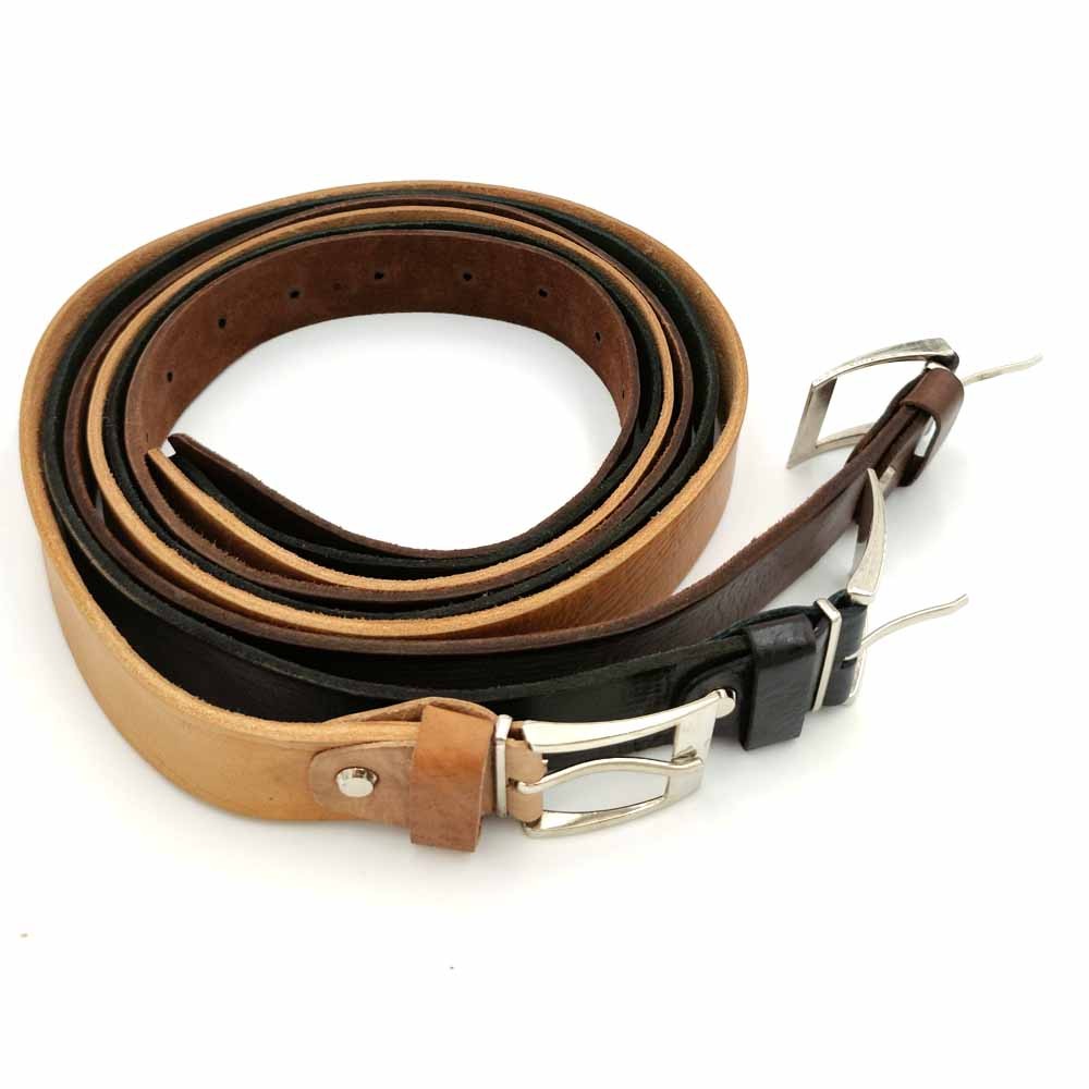 Cinturón de Cuero Artesanal - Marron Claro - Marroquinería - Hebilla Metal - Modelo Hakkama