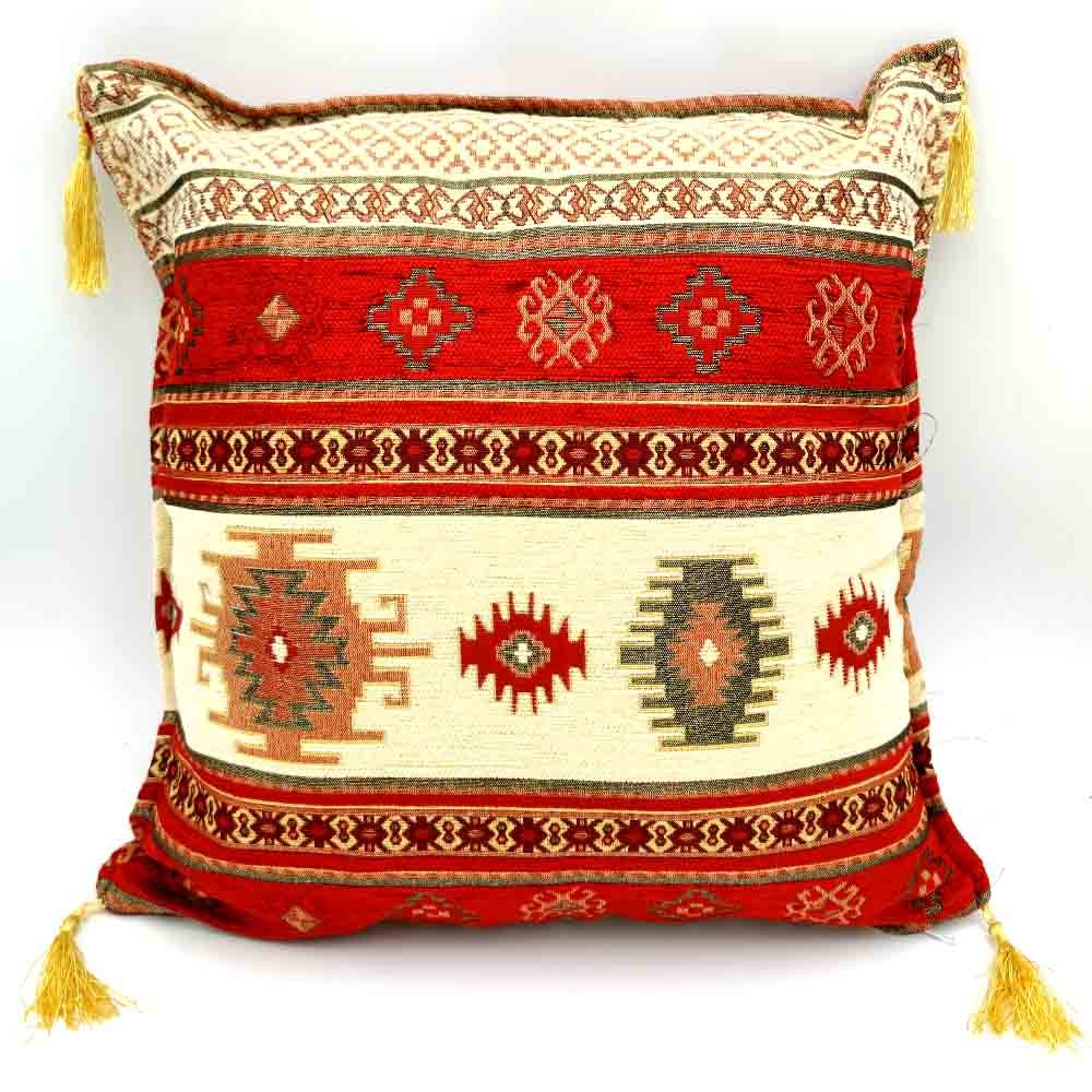 Funda Cojin Almohada Turquía - Decoración del Hogar Árabe - Bohemio con Flecos - Modelo Badawi