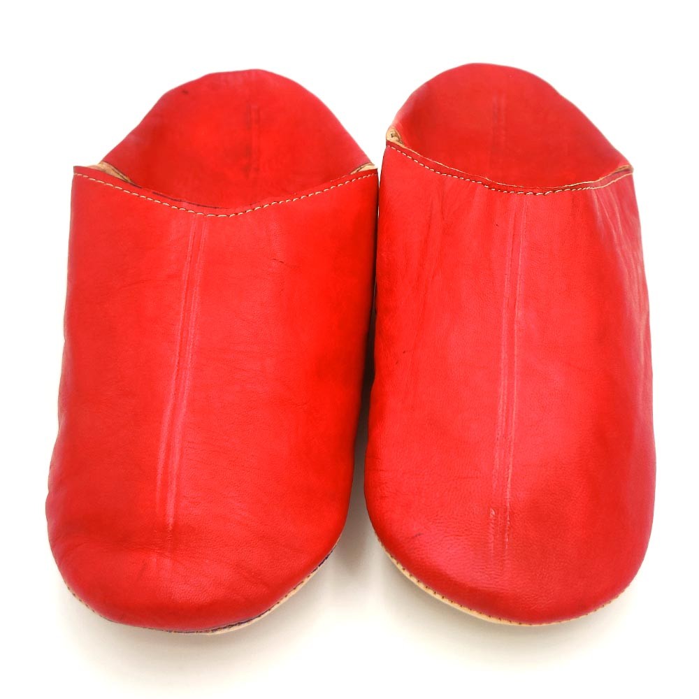 Babucha Zapatilla Andar por Casa Estilo Árabe - 100% Cuero - Color Rojo - Artesanía Marroquí - Modelo Darun
