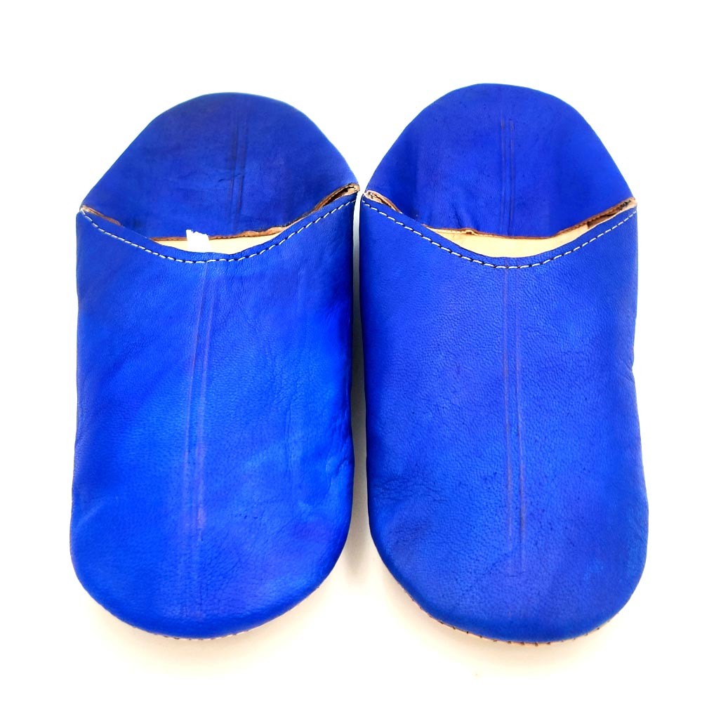Babucha Zapatilla Andar por Casa Estilo Árabe - 100% Cuero - Color Azul Marino - Artesanía Marroquí - Modelo Darun