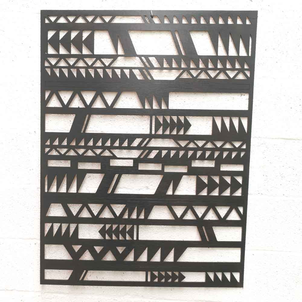 Cuadro Decorativo Celosía Árabe Madera Wengue - Decoración Oriental - Corte Láser - Modelo Dakota - 76 x 100 cm