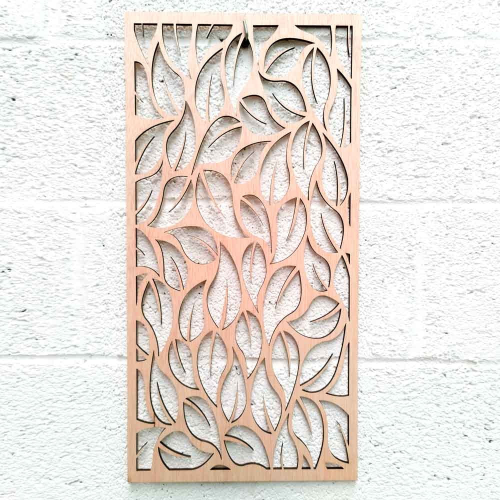 Cuadro Decorativo Celosía Árabe Madera - Decoración Abstracta - Corte Láser - Modelo Saif - 60 x 30 cm