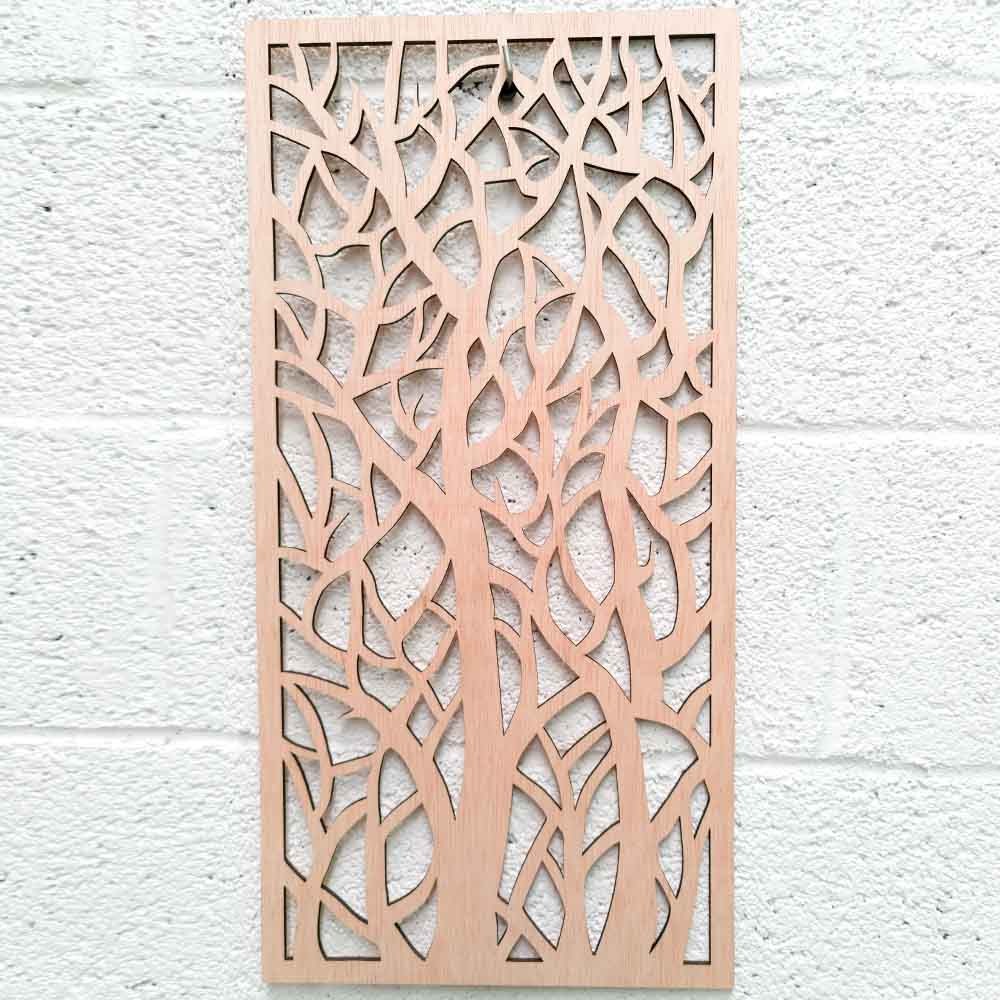 Cuadro Decorativo Celosía Árabe Madera - Decoración Abstracta - Corte Láser - Modelo Shita - 60 x 30 cm
