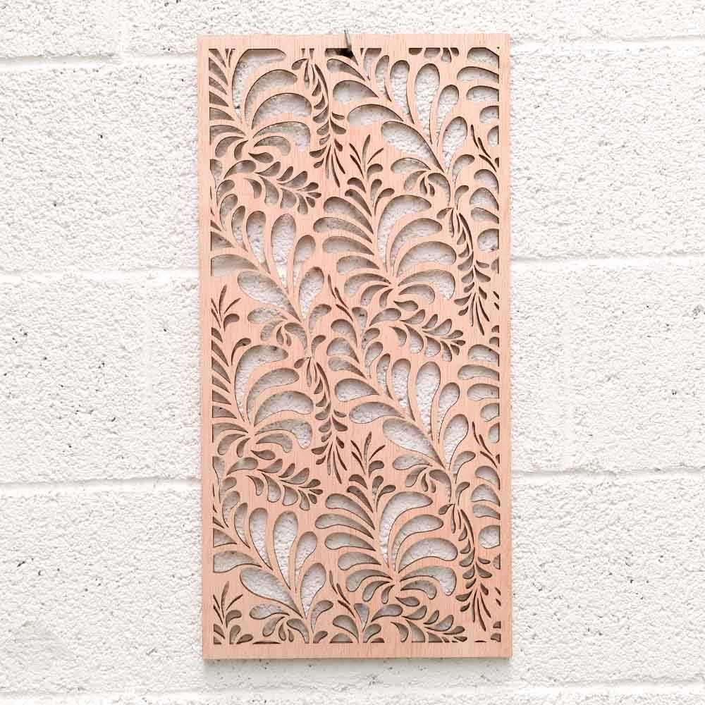 Cuadro Decorativo Celosía Árabe Madera - Decoración Abstracta - Corte Láser - Modelo kharif- 60 x 30 cm