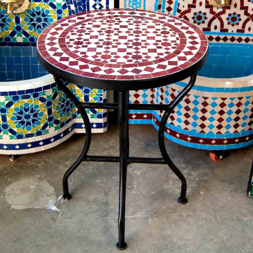 Mesa de Mosaico Zellige Marroquí Fez Andalusí Jardin o Terraza - Modelo Najma Akhmar