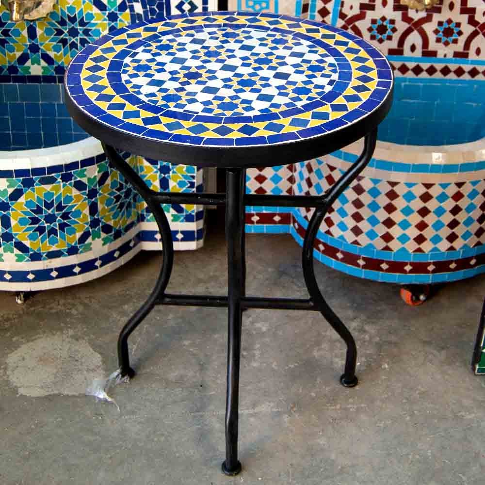 Mesa de Mosaico Zellige Marroquí Fez Andalusí Jardin o Terraza - Modelo Najma Safra