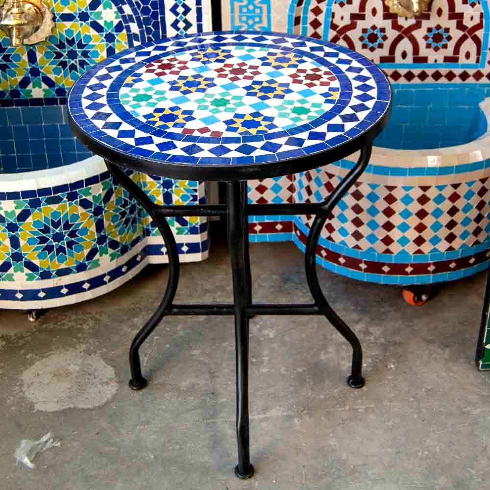 Mesa de Mosaico Zellige Marroquí Fez Andalusí Jardin o Terraza - Modelo Najma Alwania
