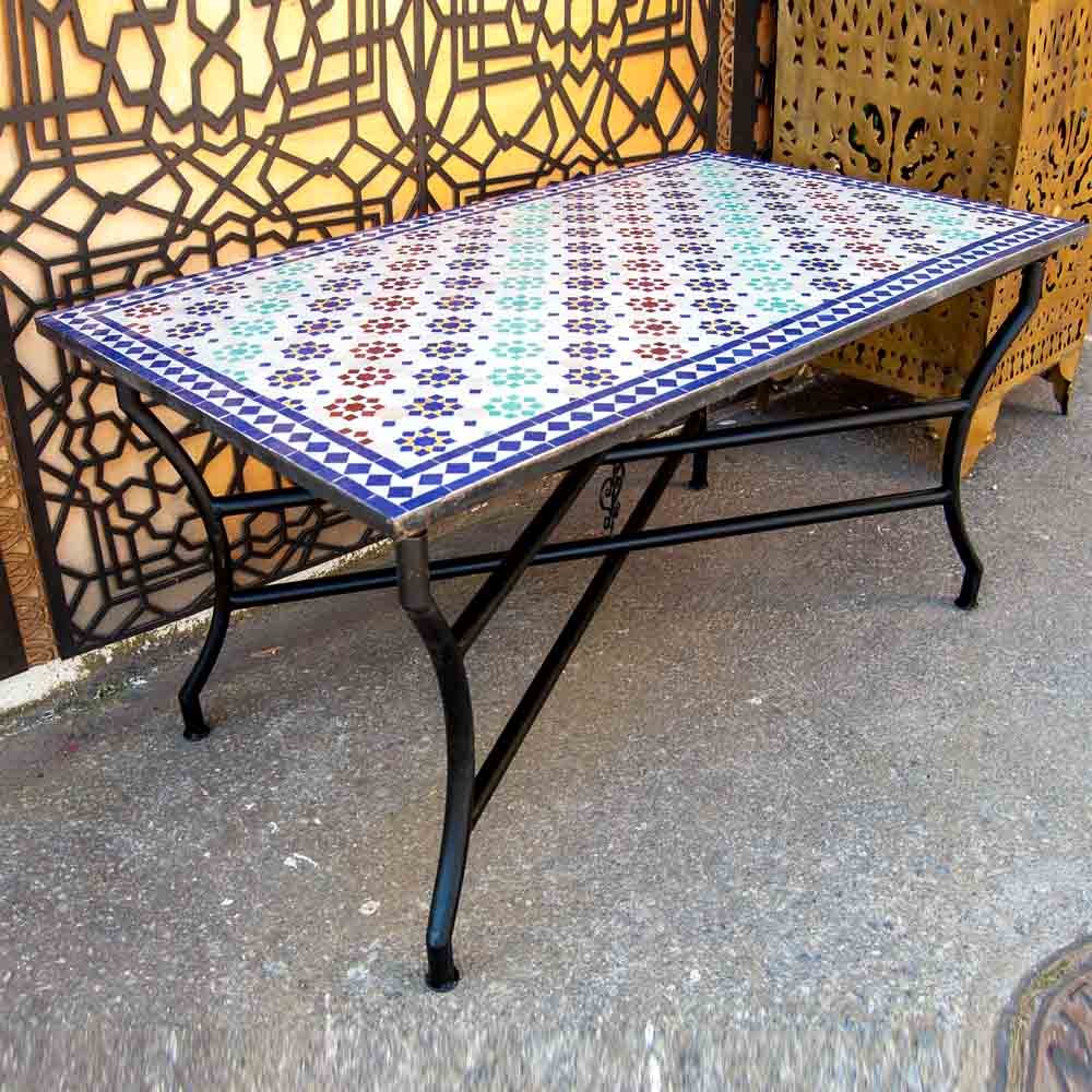 Mesa Mosaico Jardin o Patio Andalusí - Multicolor - Artesanía Marroquí - Modelo Alwani Najma