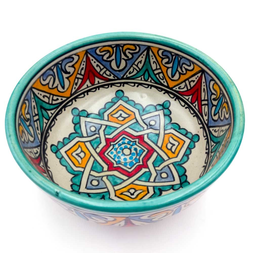Bol o Cuenco Marroquí - Ensaladera - Ceramica Fez - Pintada a Mano - Multicolor