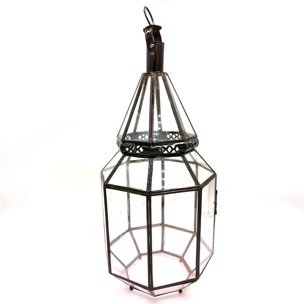 Lampara Marroquí Estilo Andalusí - Cristal Transparente - Artesanía Fez - Modelo  Fez el-Bali