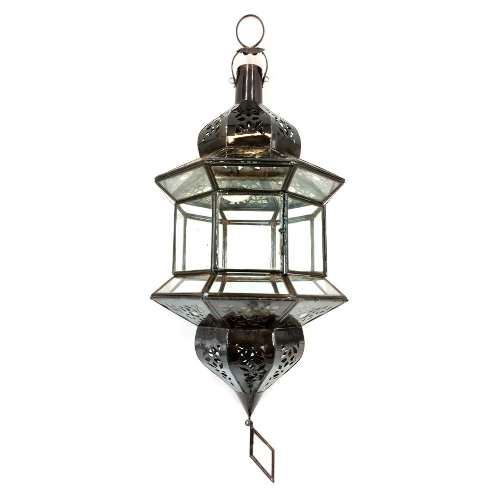 Lampara Marroquí Estilo Andalusí - Cristal Transparente - Artesanía Fez - Modelo  Fez el-Jdid