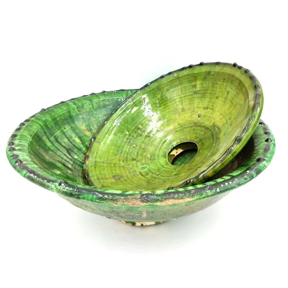Lavabo Cerámica Verde Tamegroute Artesanía Marroquí  - Modelo Tamegroute