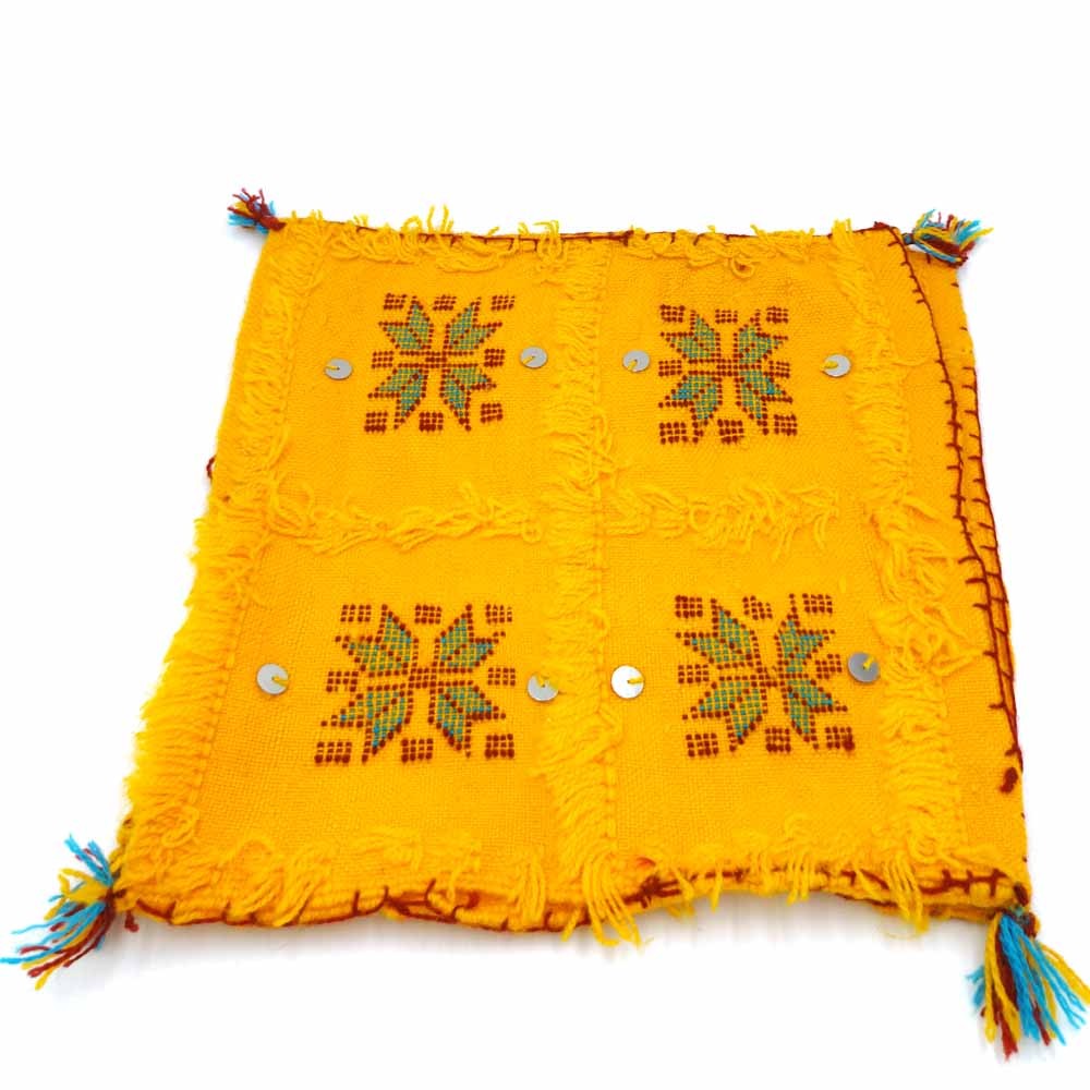 2 x Funda Cojín Bereber Artesanía Marroquí Amarillo - Decoración Andalusí Bohemio 35cm x 35cm- Modelo nº 3