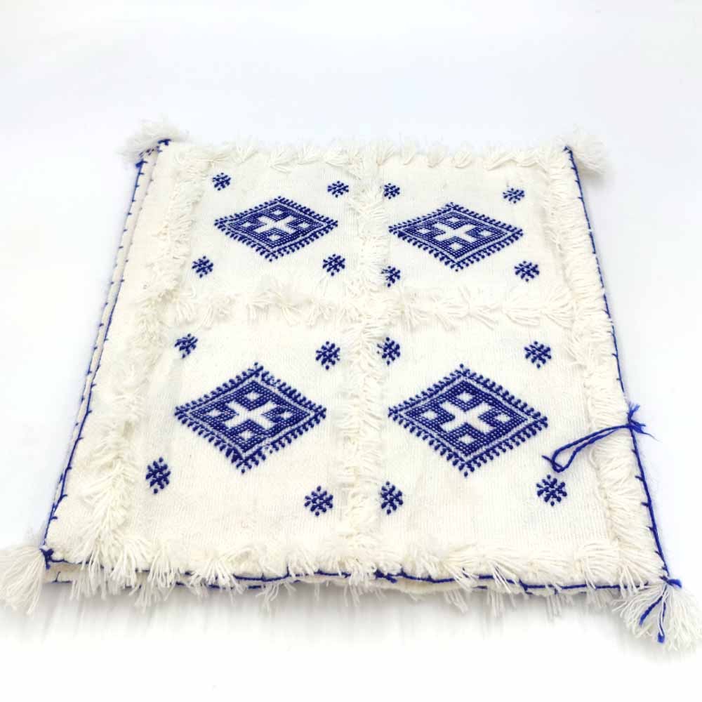 2 x Funda Cojín Bereber Artesanía Marroquí Blanco Decoración Andalusí Bohemio 35cm x 35cm Modelo nº 5