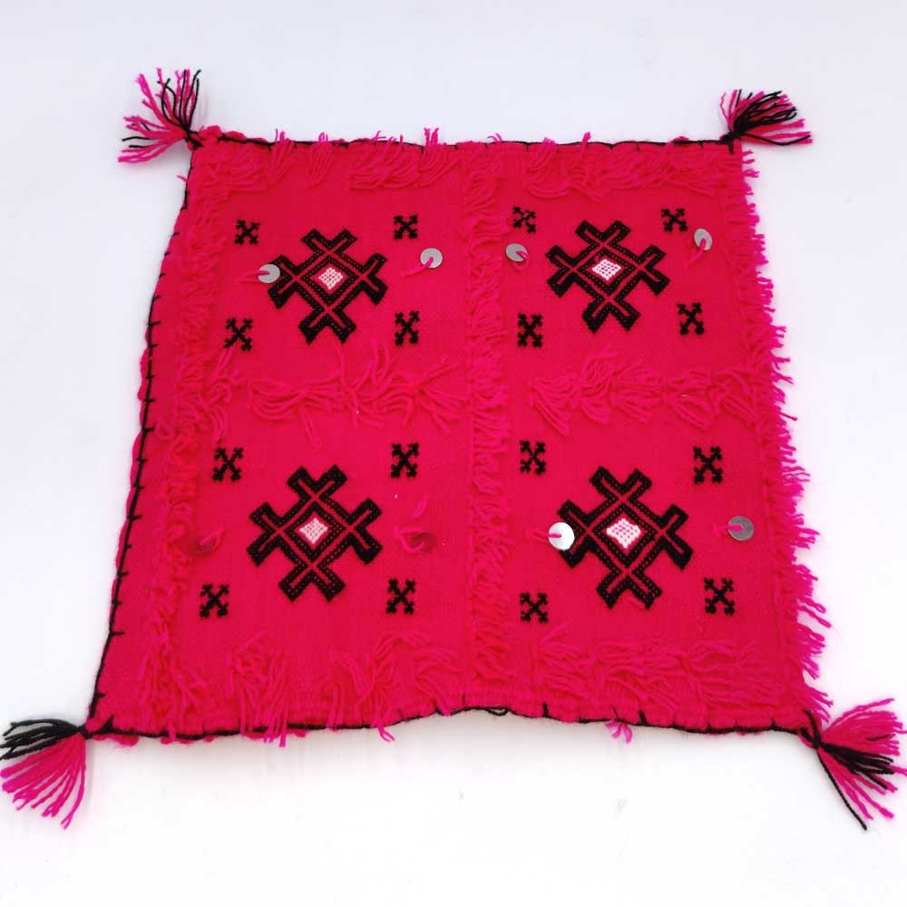 Funda Cojín Bereber Artesanía Marroquí Rosa Decoración Andalusí Bohemio 35cm x 35cm Modelo nº 9