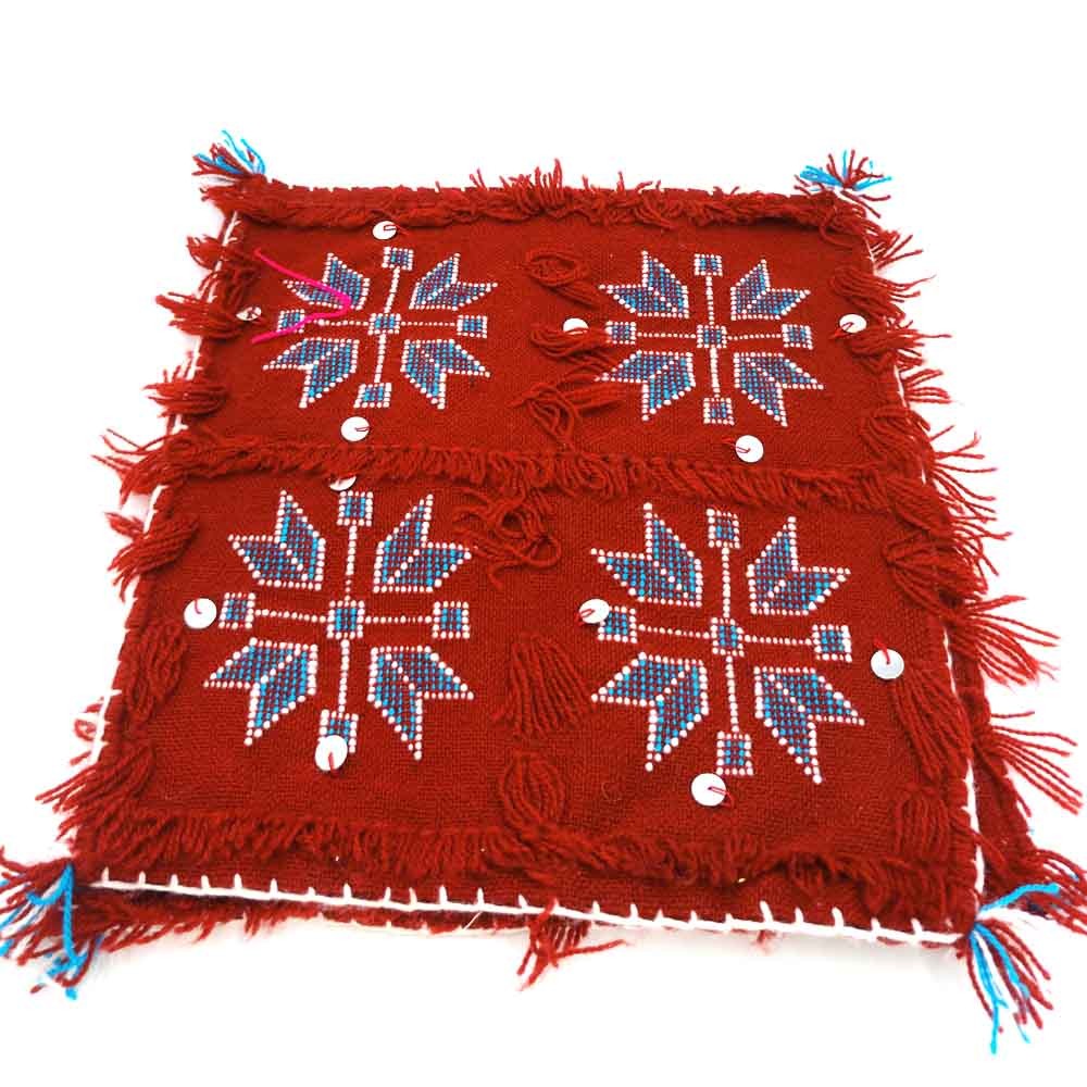 2 x Funda Cojín Bereber Artesanía Marroquí Granate Decoración Andalusí Bohemio 35cm x 35cm Modelo nº11