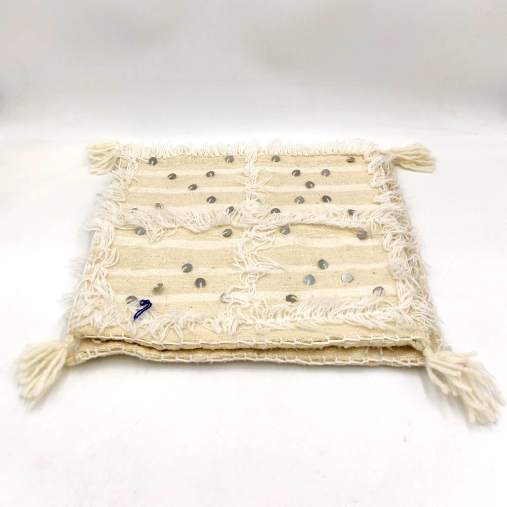 2 x Funda Cojín Bereber Artesanía Marroquí Blanco Beige Decoración Andalusí Bohemio 35cm x 35cm Modelo nº13