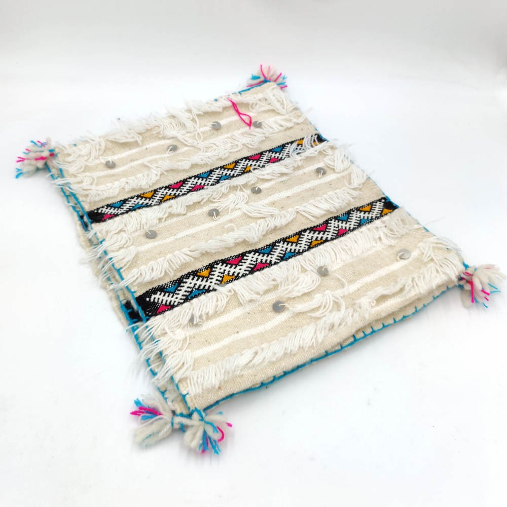 1 x Funda Cojín Bereber Artesanía Marroquí Blanco Decoración Andalusí Bohemio 35cm x 35cm Modelo nº14