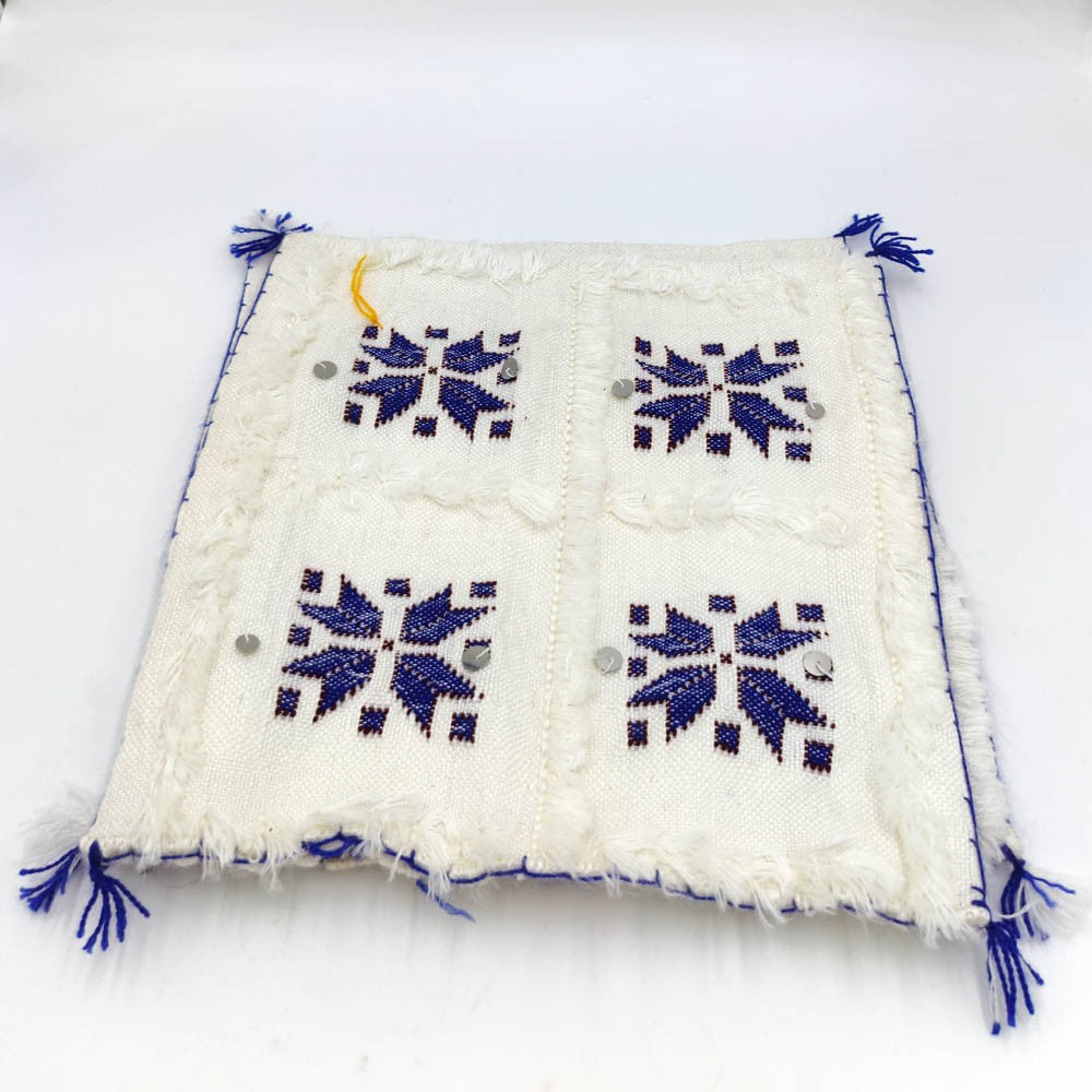 2 x Funda Cojín Bereber Artesanía Marroquí Blanco Decoración Andalusí Bohemio 35cm x 35cm Modelo nº17
