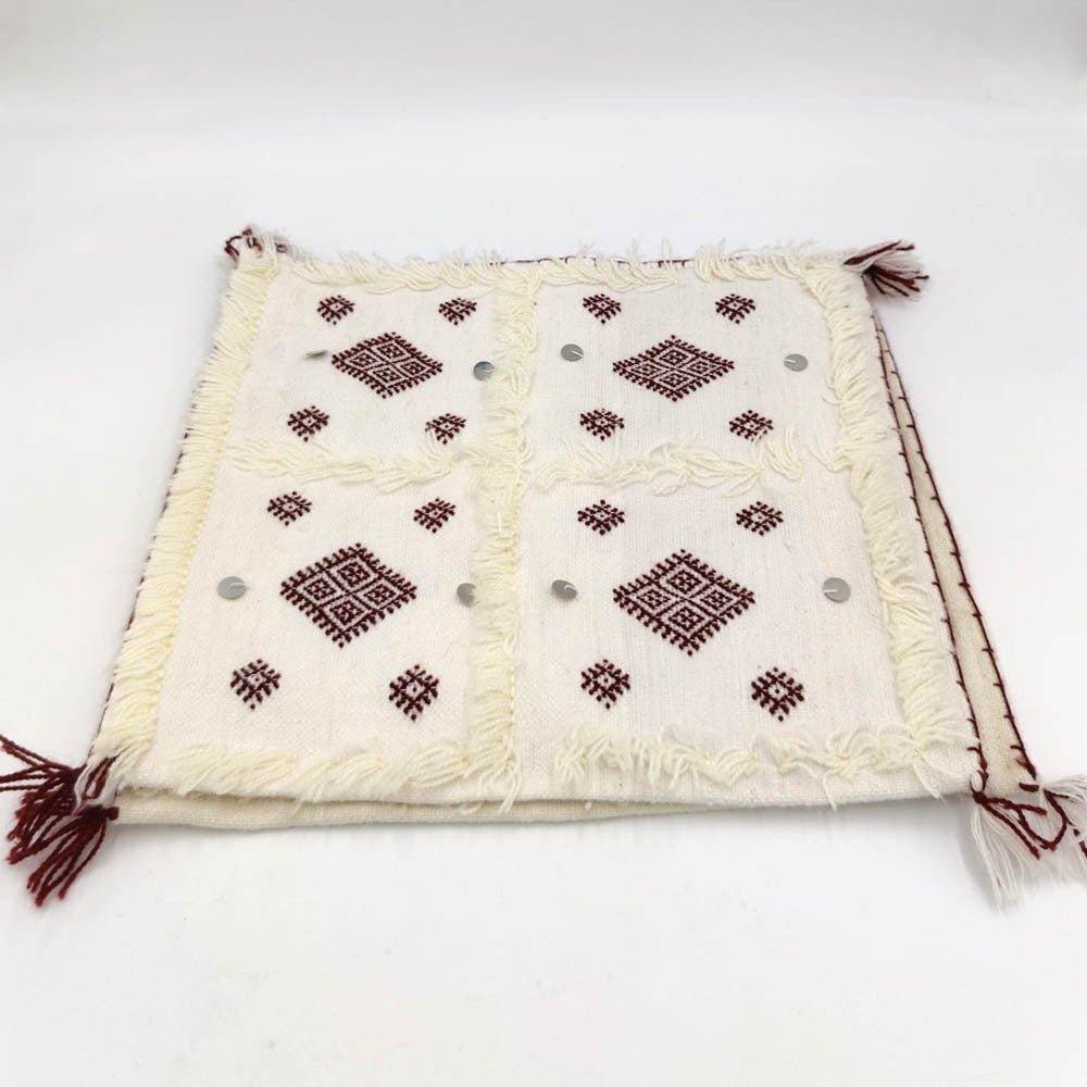 2 x Funda Cojín Bereber Artesanía Marroquí Blanco Decoración Andalusí Bohemio 35cm x 35cm Modelo nº17