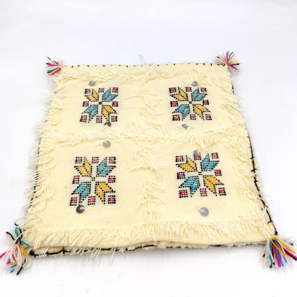 2 x Funda Cojín Bereber Artesanía Marroquí Blanco Decoración Andalusí Bohemio 35cm x 35cm Modelo nº20