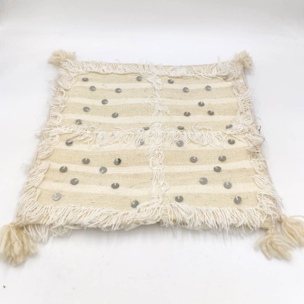 2 x Funda Cojín Bereber Artesanía Marroquí Blanco Decoración Andalusí Bohemio 35cm x 35cm Modelo nº21