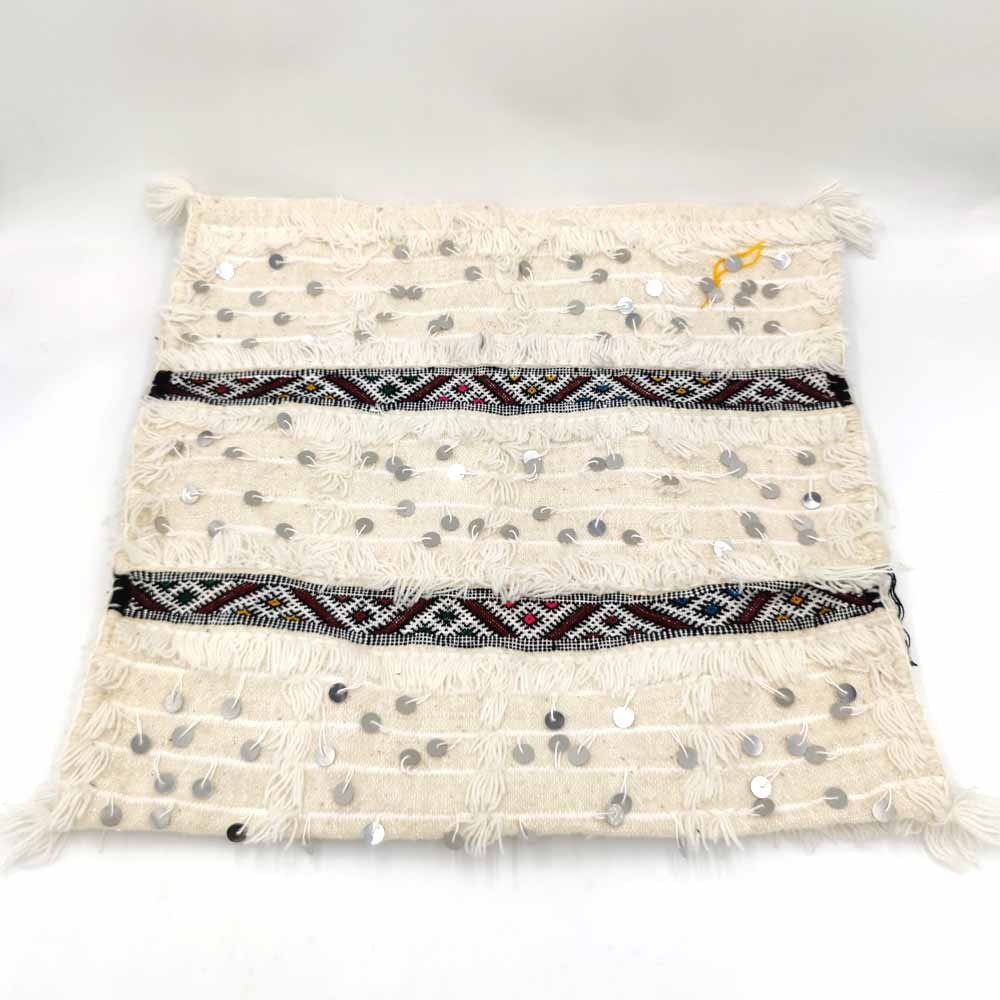 2 x Funda Cojín Bereber Artesanía Marroquí Blanco Decoración Andalusí Bohemio 50cm x 50cm Modelo nº1