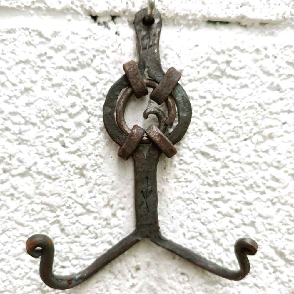 Percha Doble de Forja Artesanal - Diseño Arabe - Calidad Deluxe - 14 cm