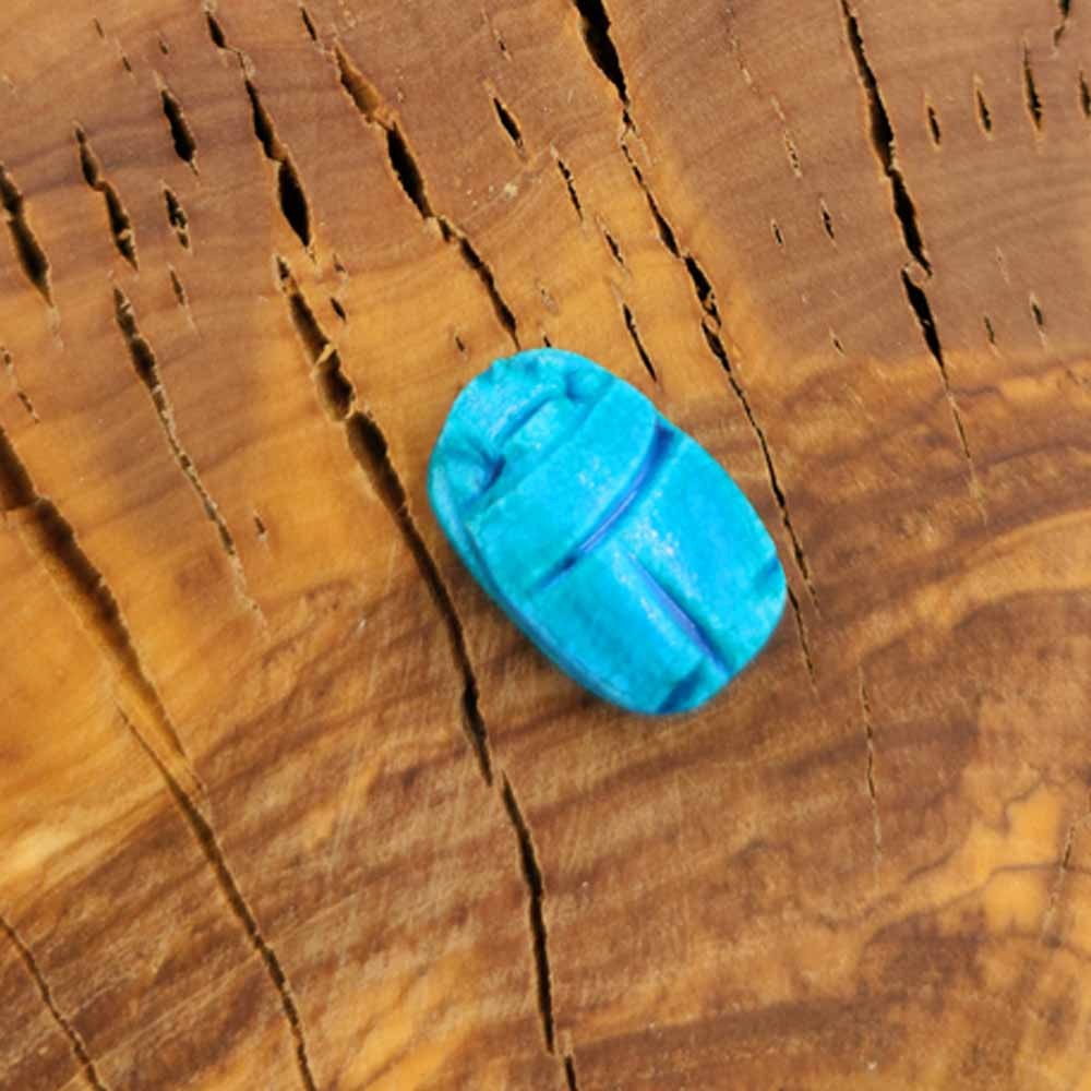 Escarabajo Azul Antiguo Egipto Artesanía egipcia Piedra Cerámica + COLGANTE CUERO