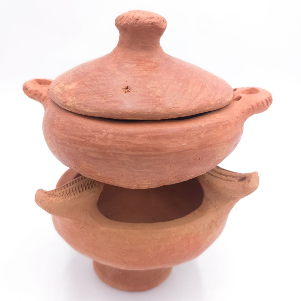 Quemador Carbon + Cacerola Barro Mini Oued Laou Artesanía Marroquí - Serie Amsa