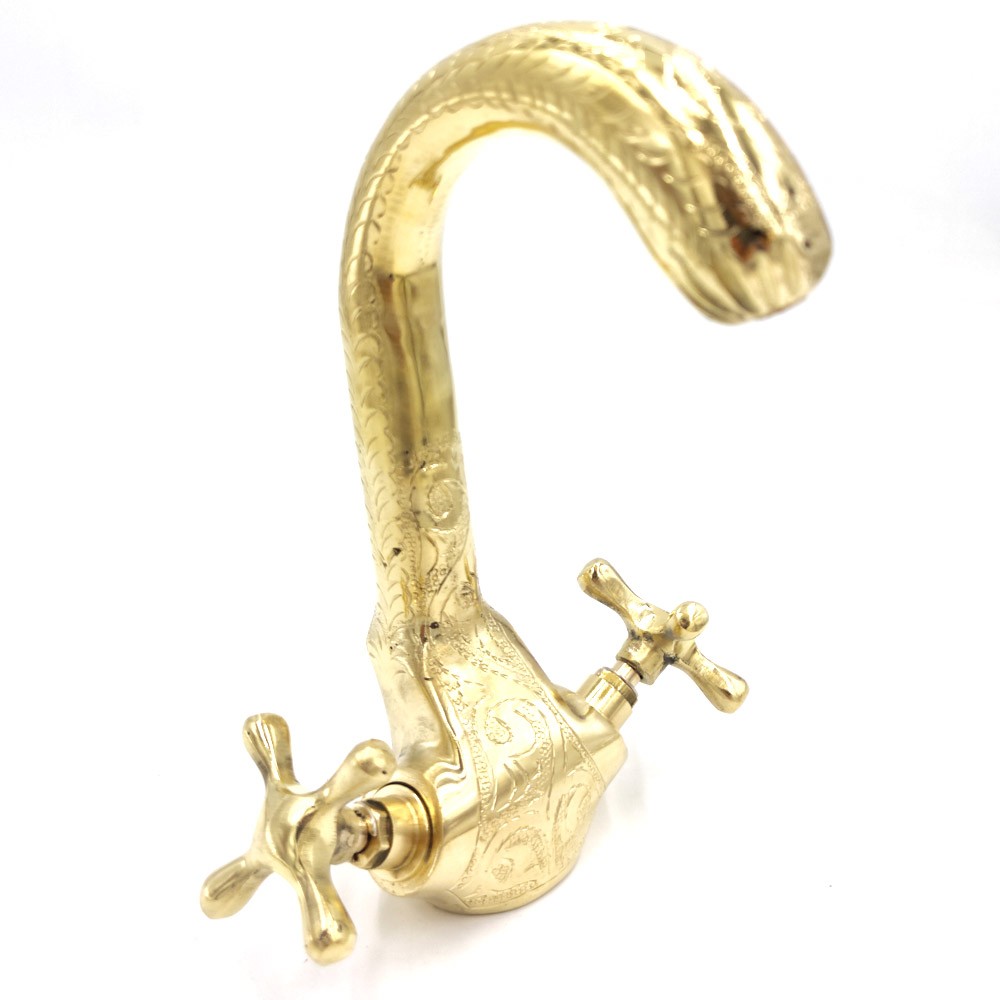Grifo Marroquí Lavabo Latón Dorado Decorado Artesanía de Marruecos Modelo Marrakech