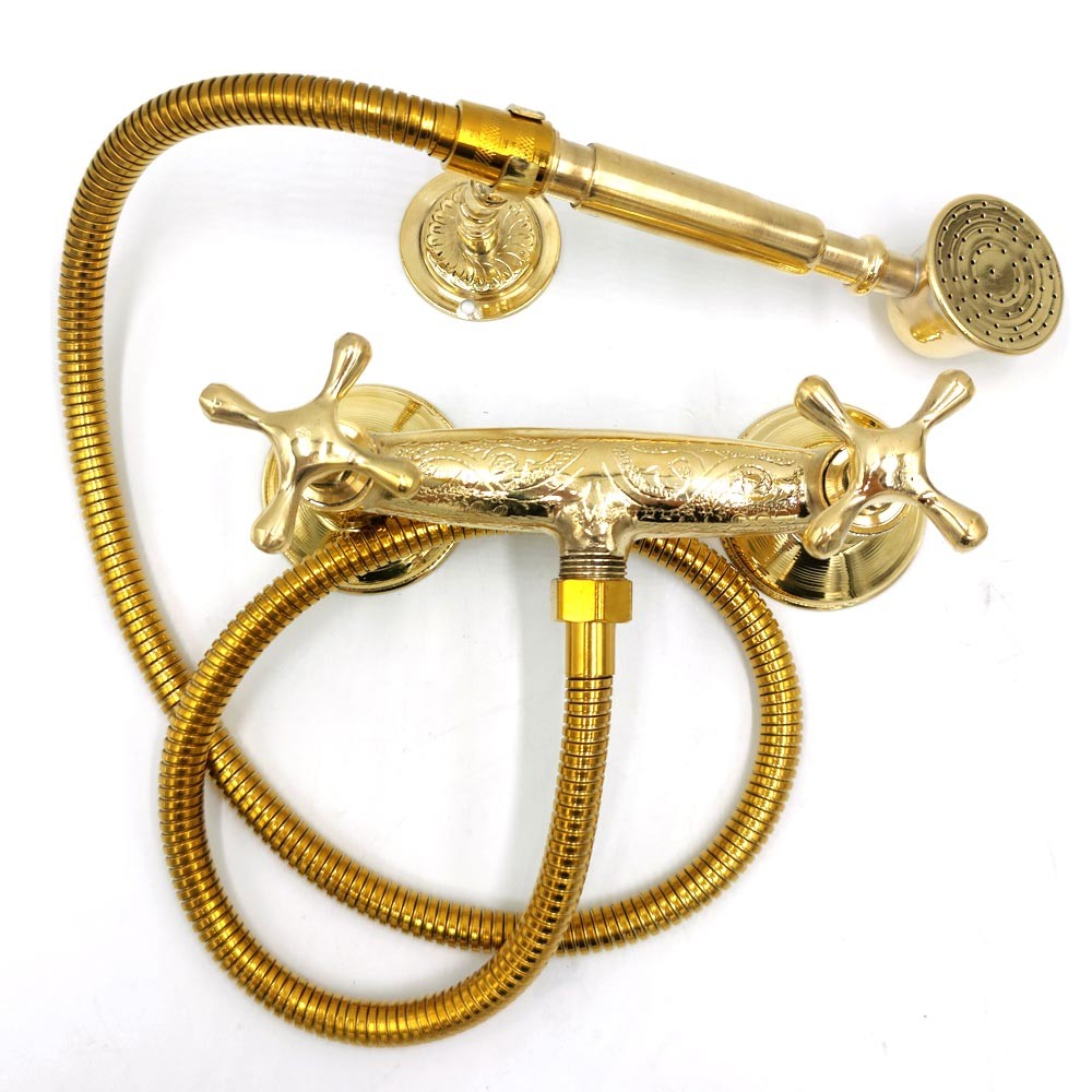 Grifo Marroquí Ducha Latón Dorado Decorado Artesanía de Marruecos Modelo Marrakech