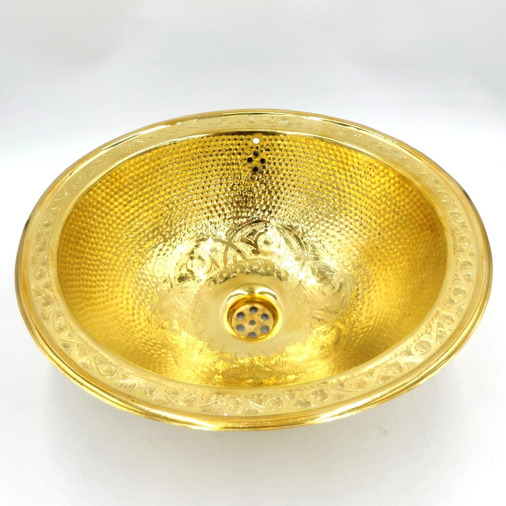 Lavabo Marroquí 35 cm Artesanía Marroquí Martillado y decorado con detalles arabescos