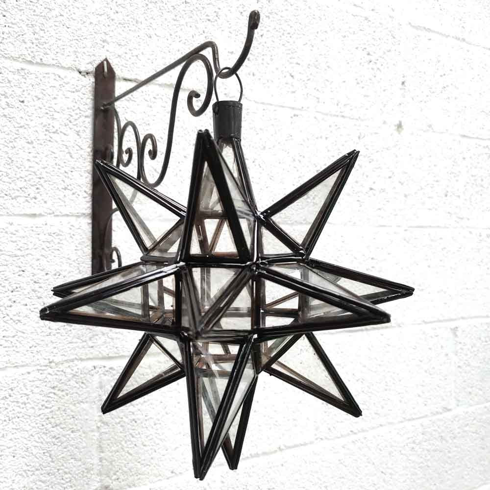 Lámpara Techo Colgar Estrella Andalusí - Color Transparente - Artesanía Marroquí - Modelo Estrella Al-Nujum