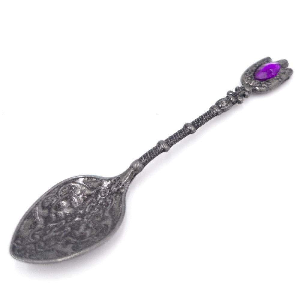 Cuchara Metal Artesanía Turquía - Color Plata envejecida - Resina Decorativa- Modelo Alfidiyu