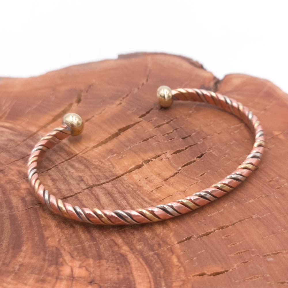 Pulsera Brazalete de Cobre y latón Artesanía Marroquí Curativo Preventivo Artritis Modelo 2