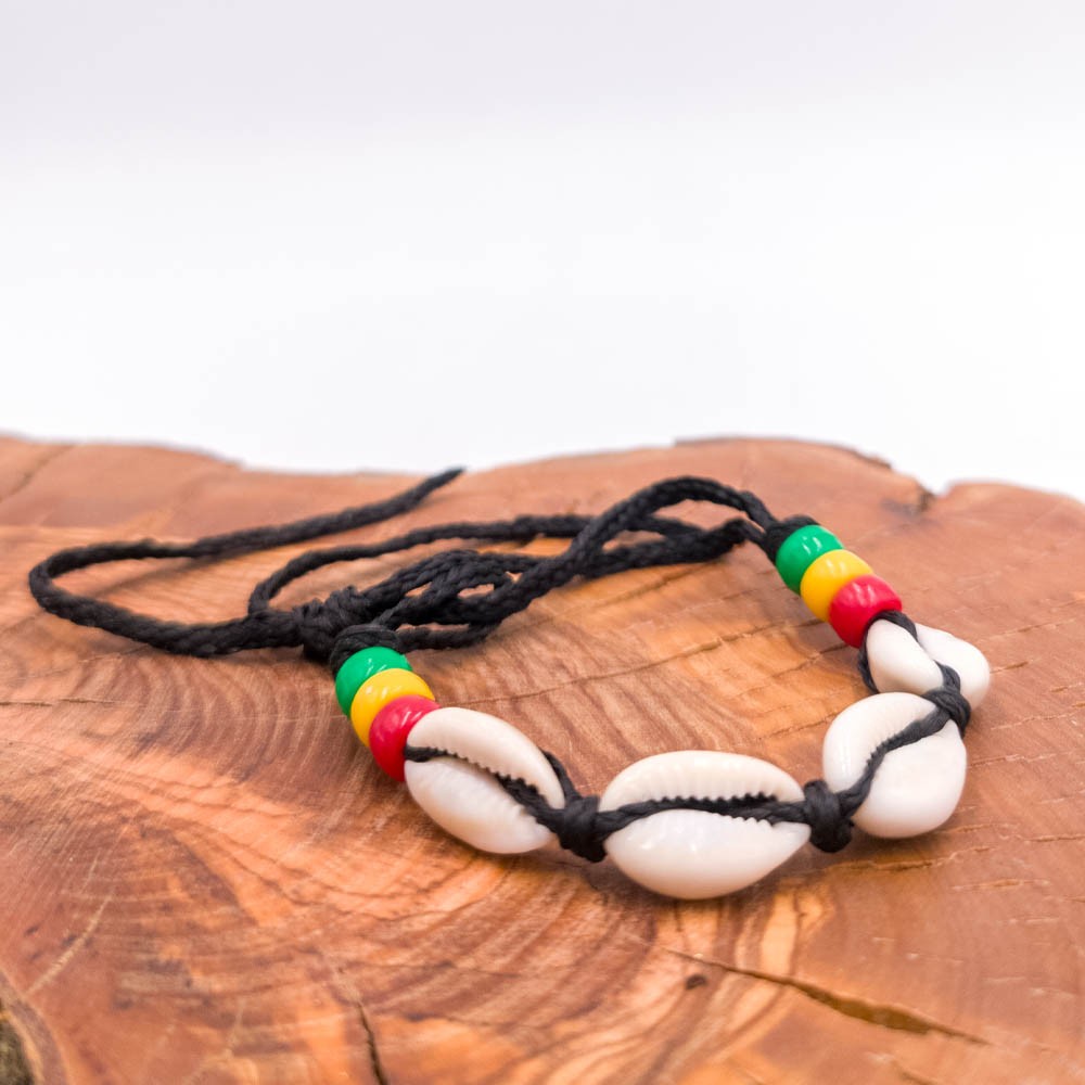Pulsera de Conchas Africanas Artesanía Senegal Colores Jamaica Modelo Africana