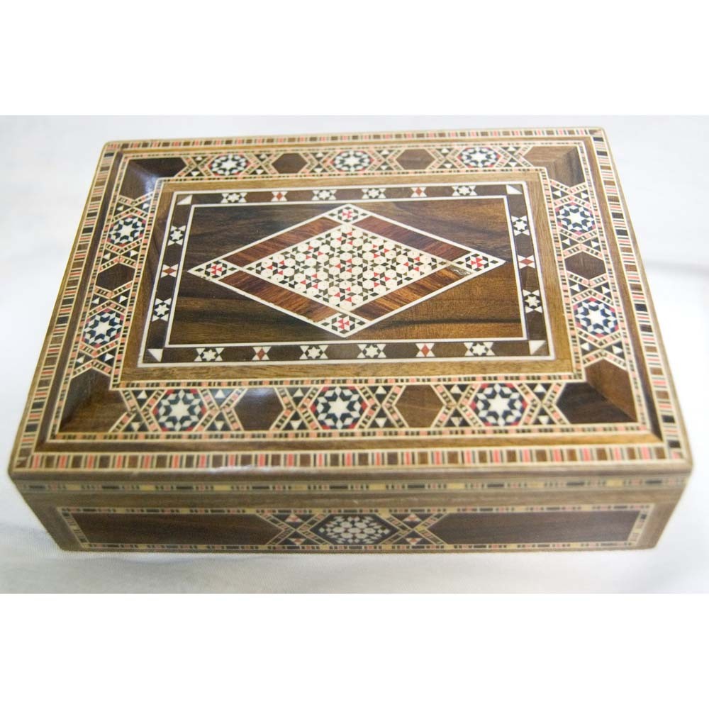 Caja Rectángular Grande - Taracea de Siria - Terciopelo