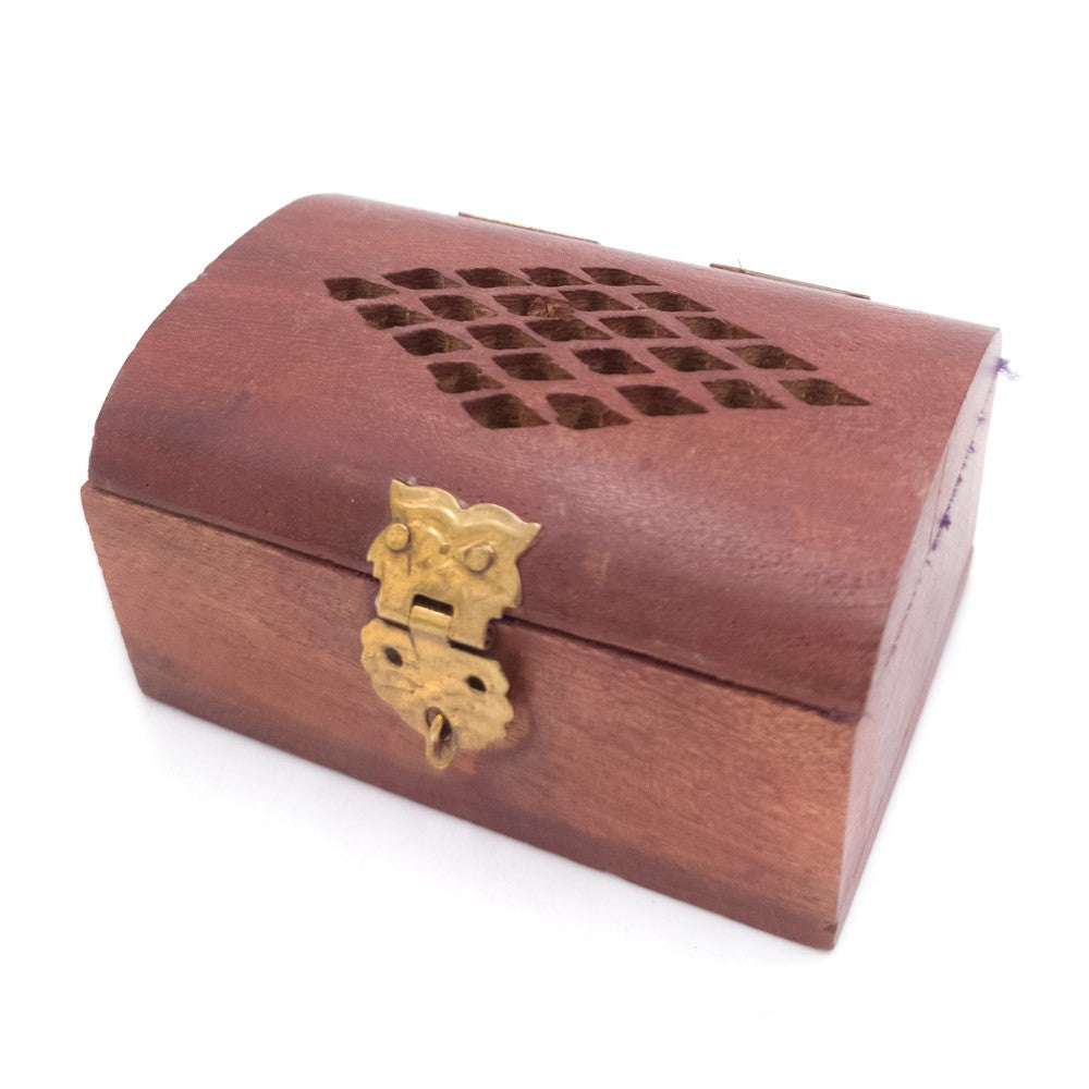 Cajita Pastillero Madera Artesanía India con terciopelo Modelo Khashabun 3