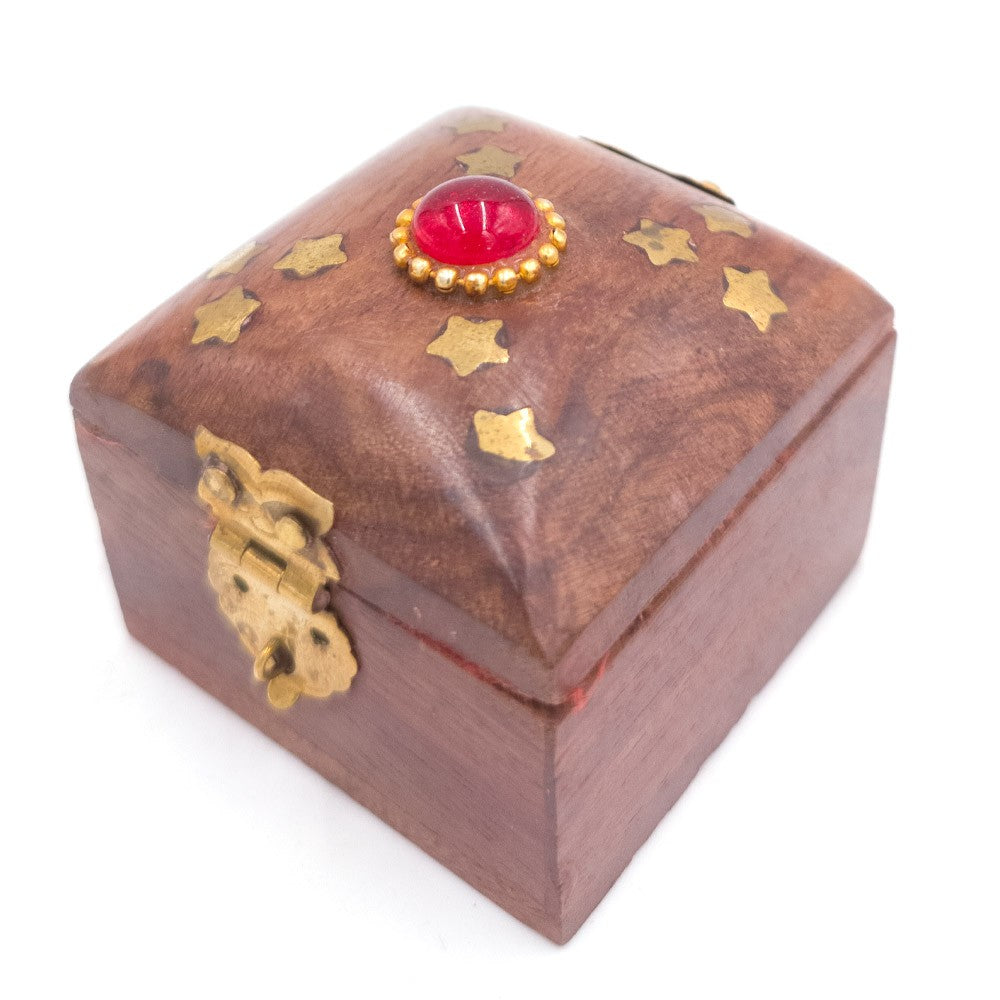 Cajita Pastillero Madera Artesanía India con terciopelo Modelo Khashabun 4