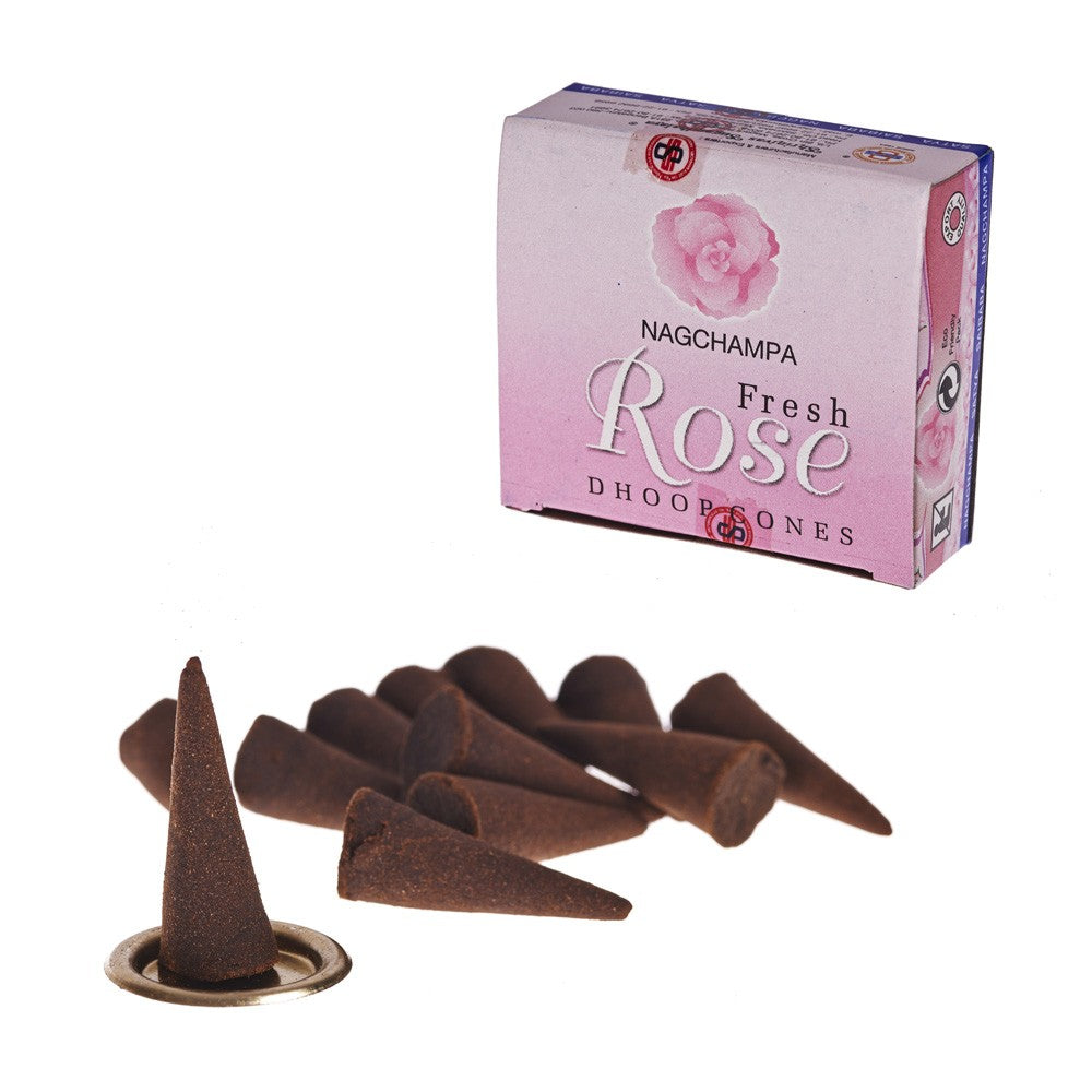 Conos Incienso Rosa Fresca - SATYA - 12 unidades - Incluye Base